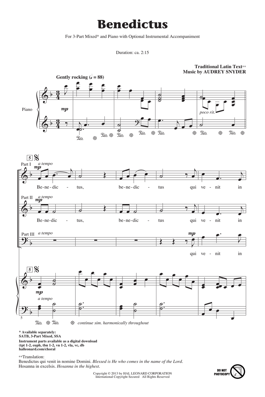 Benedictus 3-Part scores gallery preview page 1