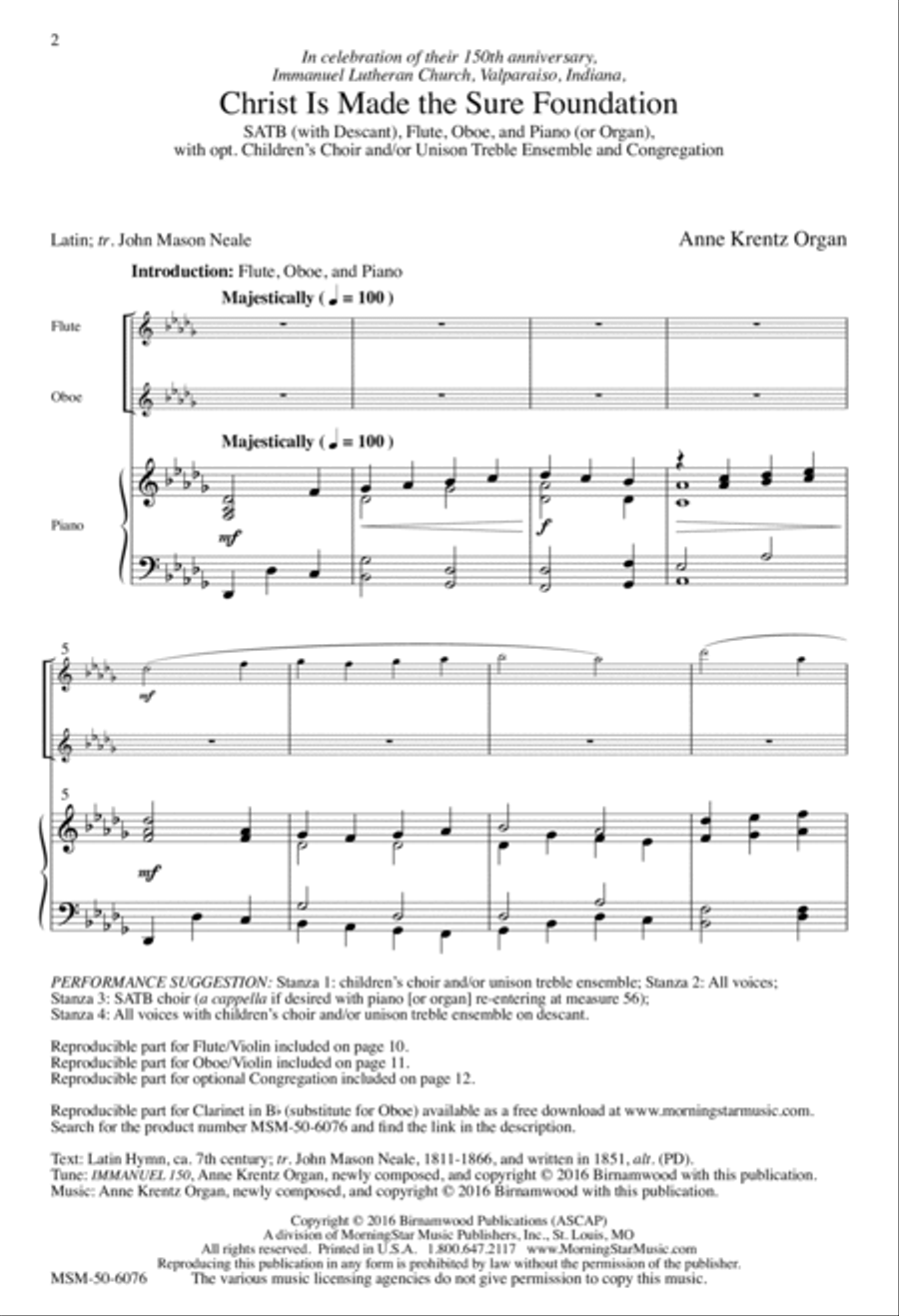 Christ Is Made the Sure Foundation 4-Part scores gallery preview page 2