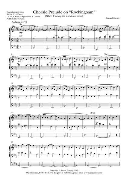 Organ Chorale Prelude on "Rockinghaml" (When I survey the wondrous cross), by Simon Peberdy