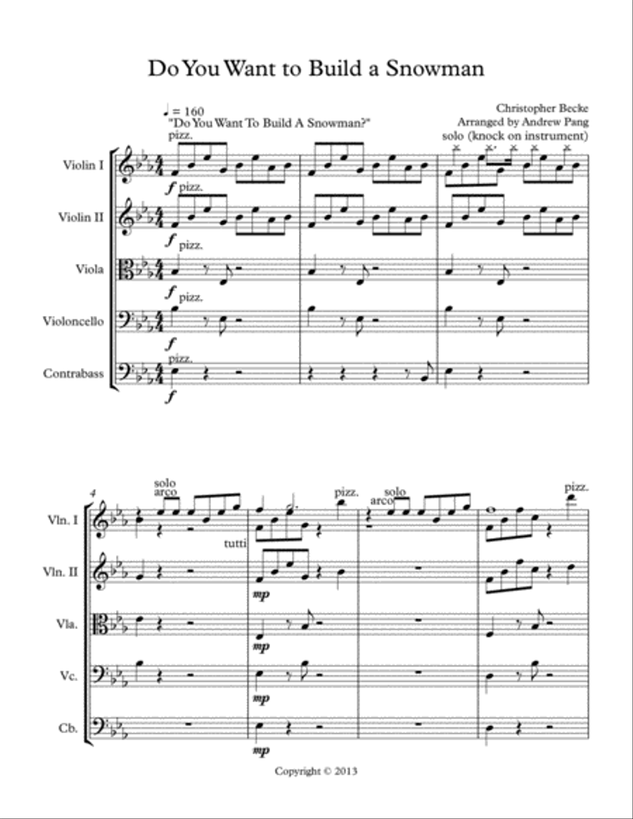 Do You Want To Build A Snowman? String Orchestra scores gallery preview page 1