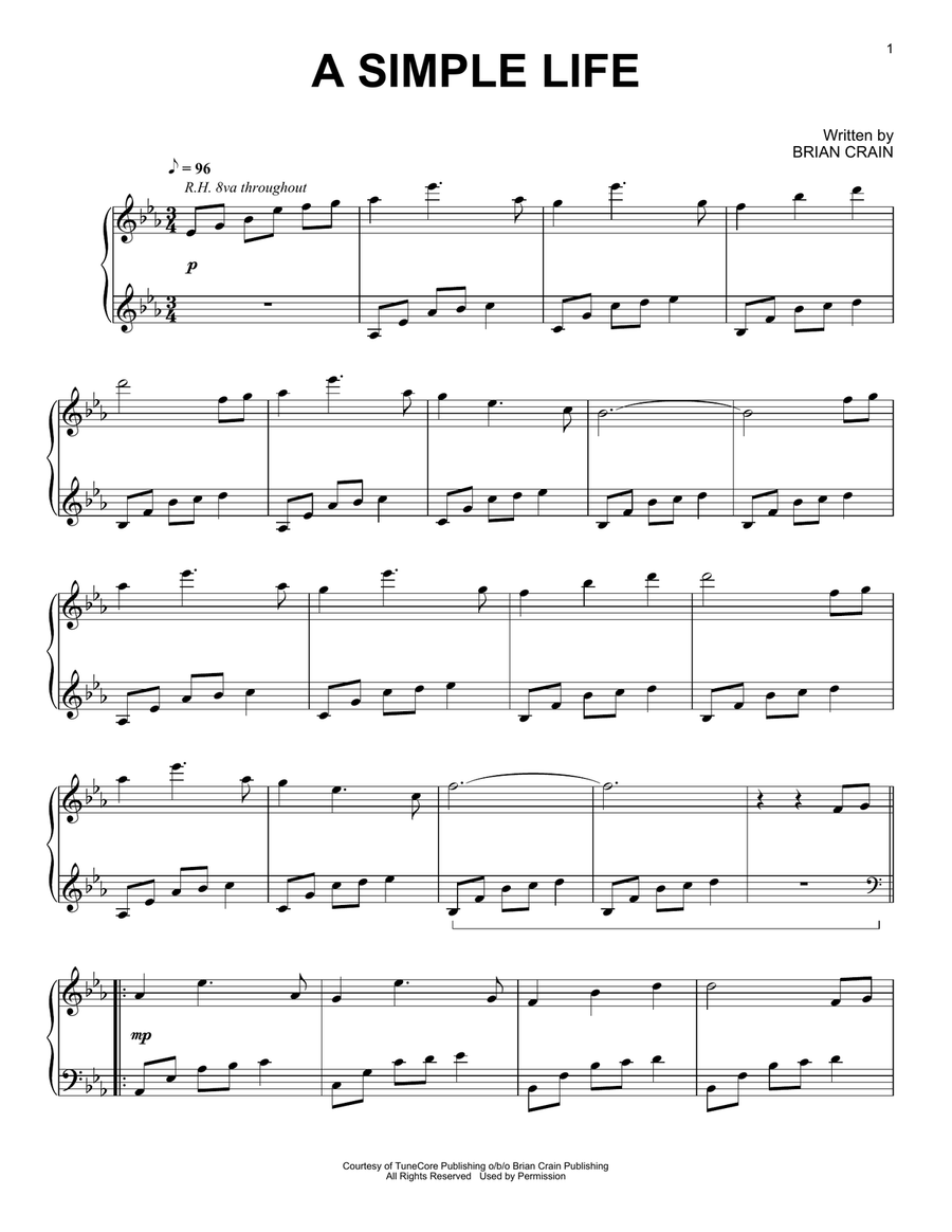 A Simple Life A Simple Life Piano Solo scores gallery preview page 1