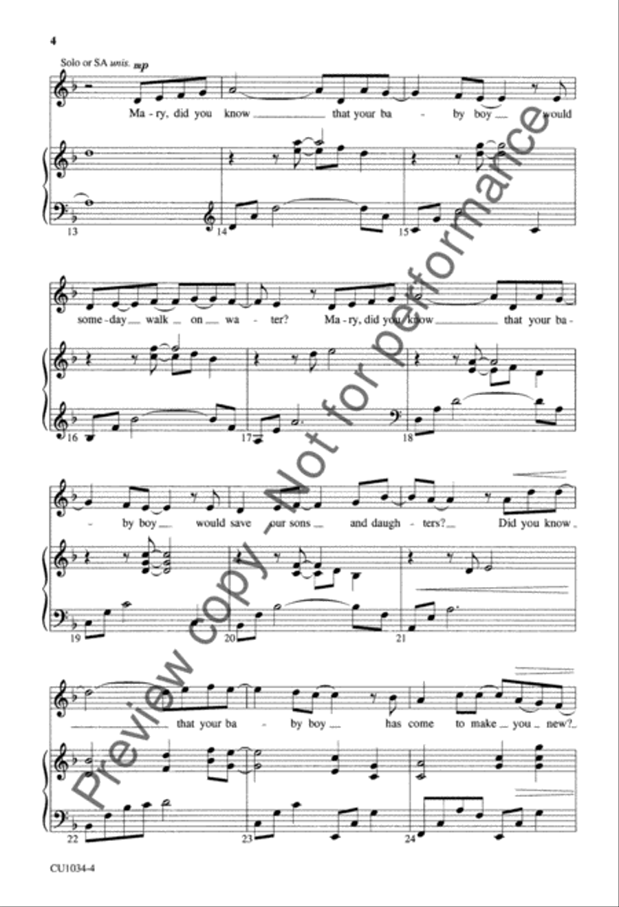 Mary, Did You Know? 4-Part scores gallery preview page 5