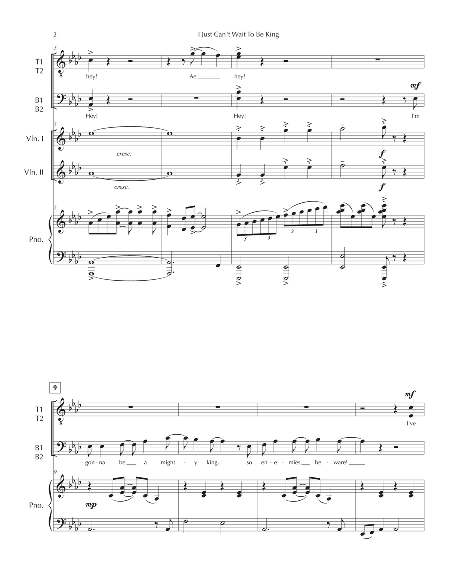 I Just Can't Wait To Be King TTBB scores gallery preview page 2