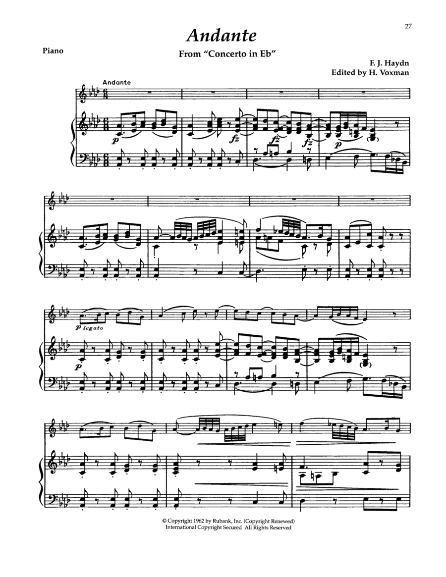 Andante (Concerto In E Flat) School and Community scores gallery preview page 1