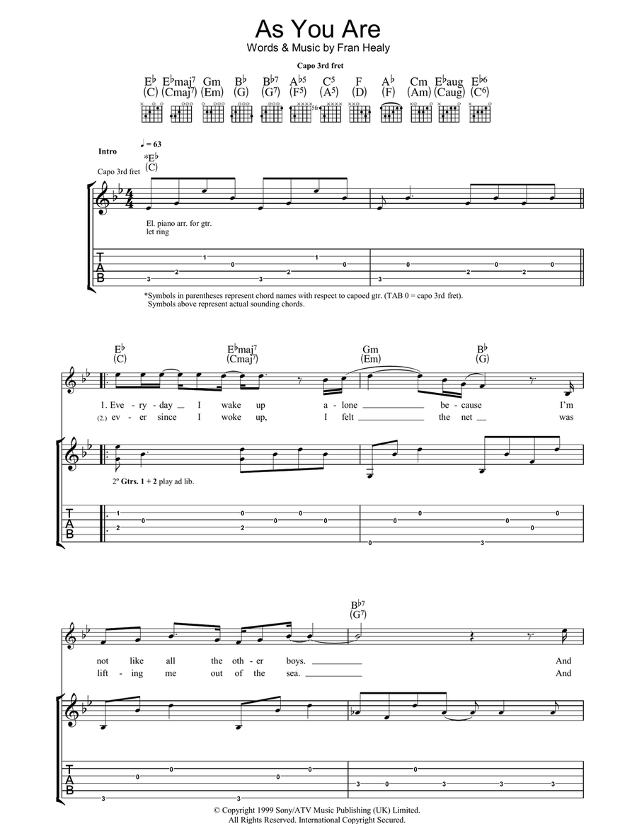As You Are Acoustic Guitar scores gallery preview page 1