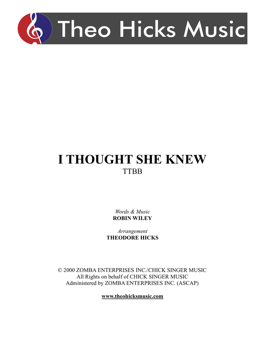 I Thought She Knew TTBB scores gallery preview page 1