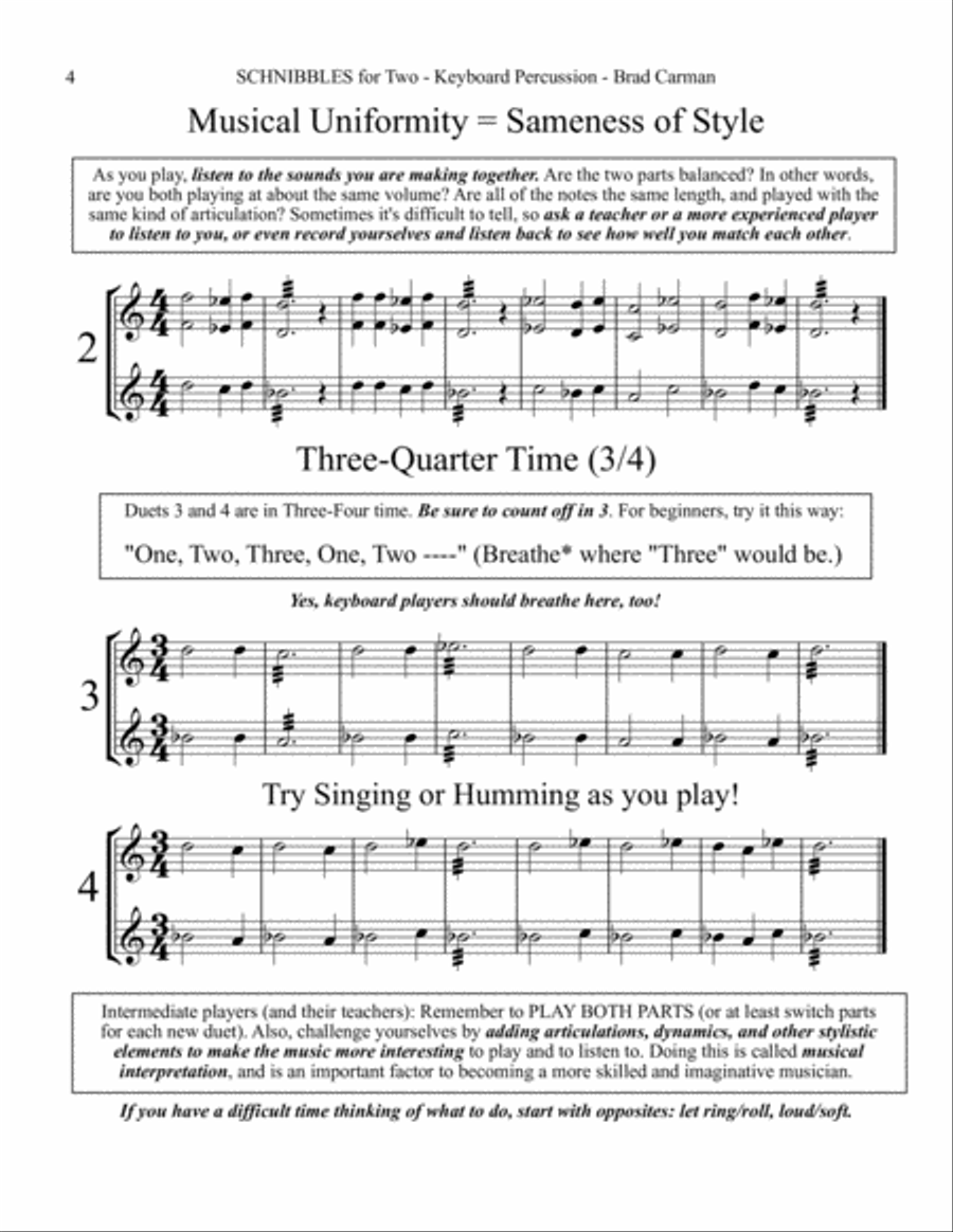 SCHNIBBLES for Two: 101 Easy Practice Duets for Band: KEYBOARD PERCUSSION Concert Band scores gallery preview page 5
