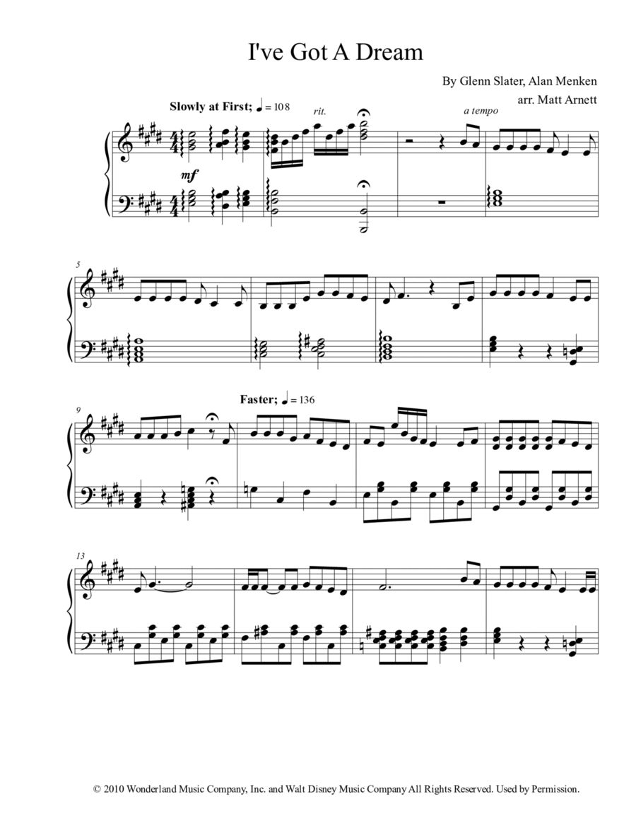 I'VE Got A Dream I'VE Got A Dream Piano Solo scores gallery preview page 1