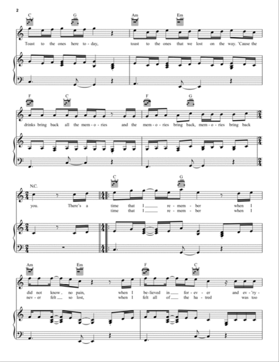 Memories Memories Piano, Vocal, Guitar scores gallery preview page 2