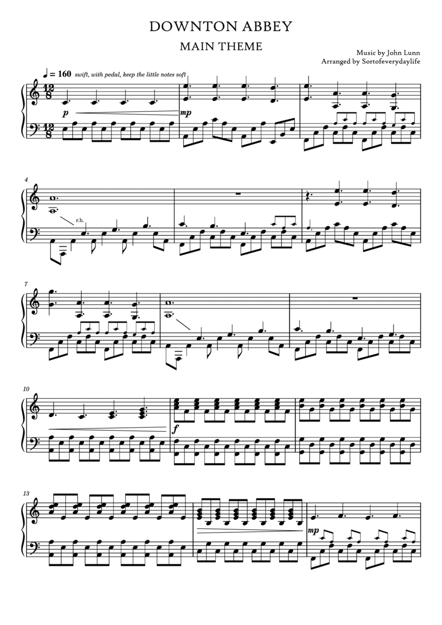 Downton Abbey (theme) Piano Solo scores gallery preview page 1