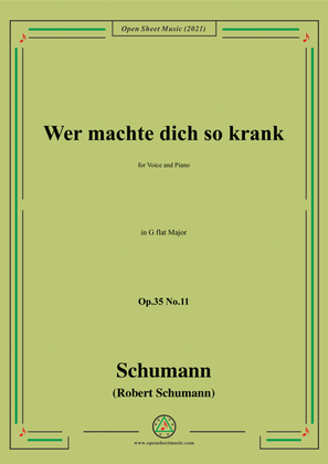 Book cover for Schumann-Wer machte dich so krank,Op.35 No.11 in G flat Major