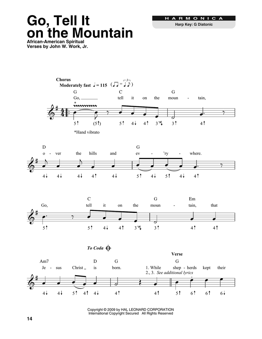 Go, Tell It On The Mountain Harmonica scores gallery preview page 1