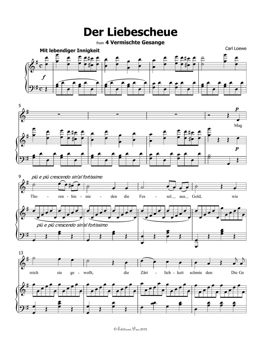 Der Liebescheue, by Carl Loewe, in G Major Voice scores gallery preview page 3