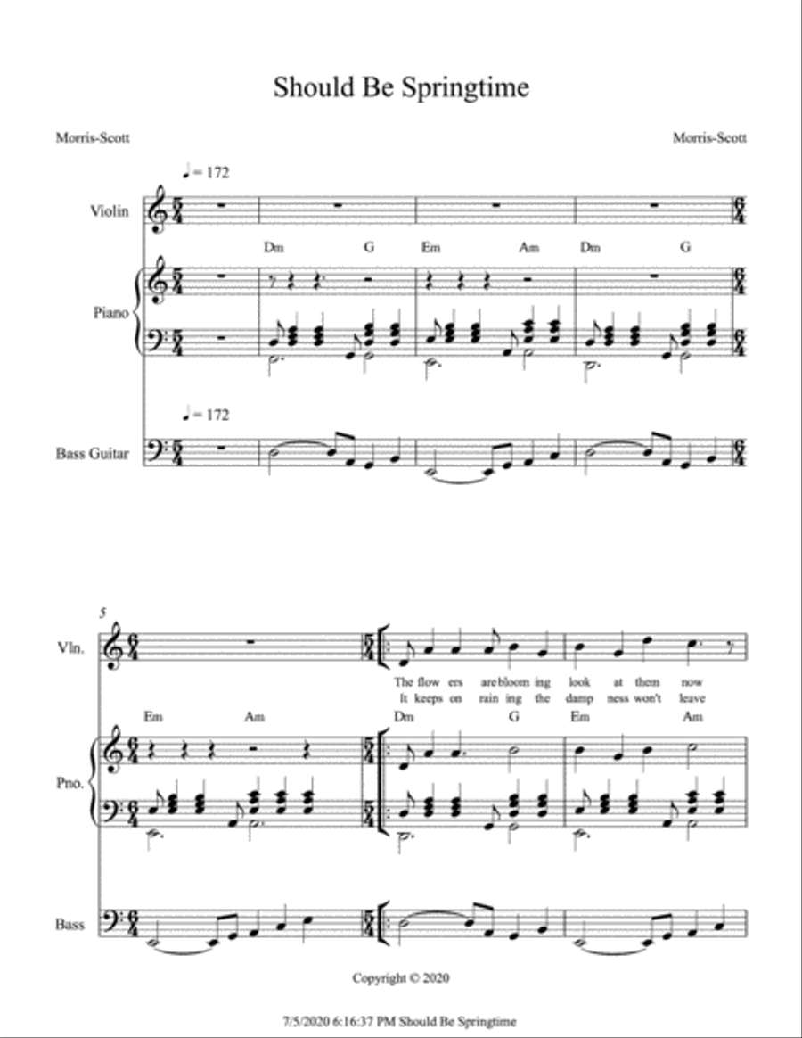 Should Be Springtime Should Be Springtime Piano, Vocal, Guitar scores gallery preview page 1