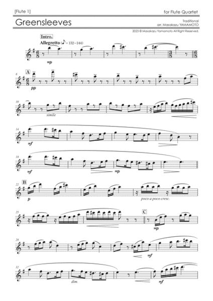 Greensleeves [Flute Quartet] image number null
