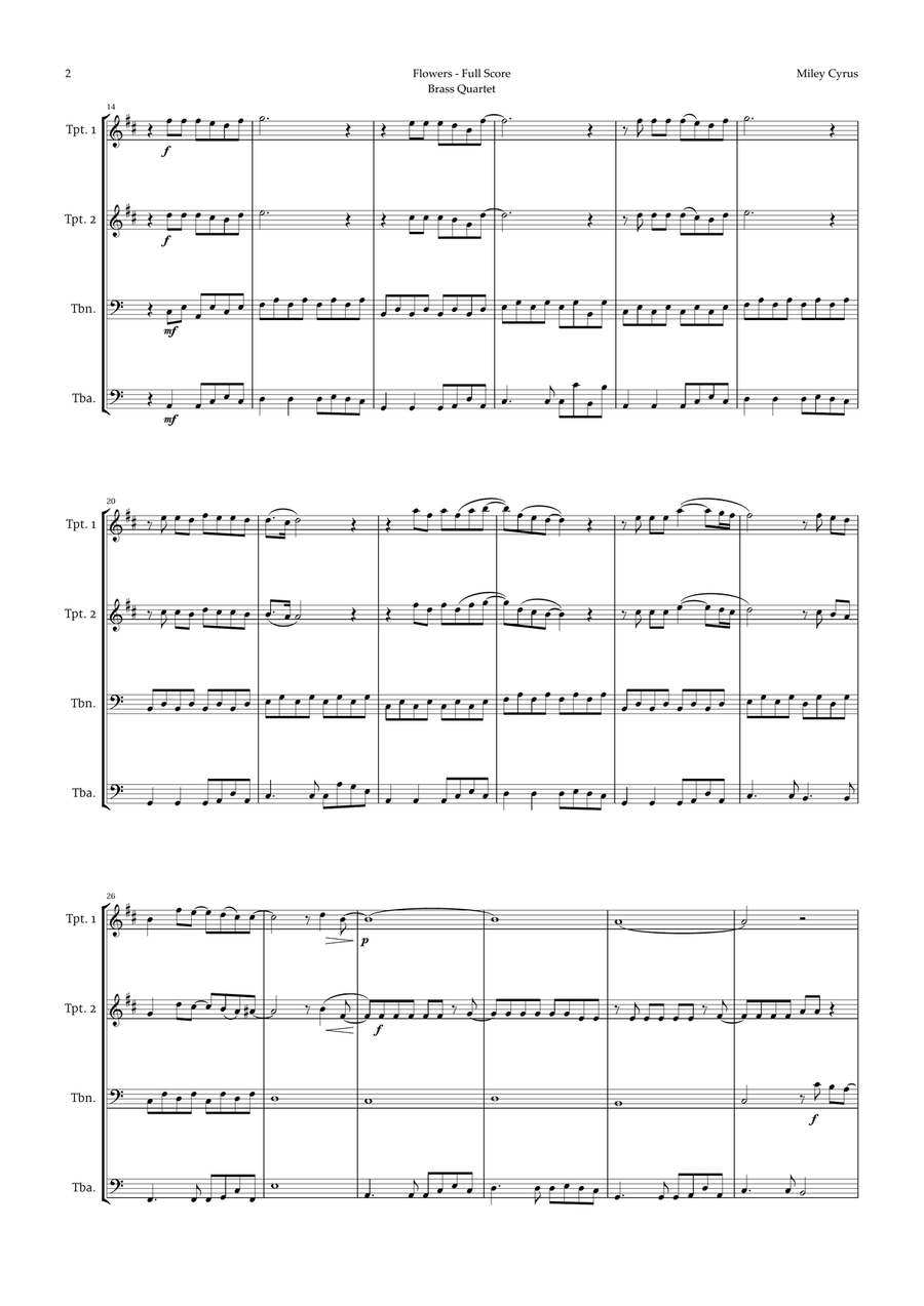 Flowers Brass Quartet scores gallery preview page 2