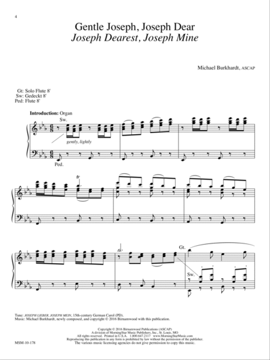 Gentle Joseph, Joseph Dear/Joseph Dearest, Joseph Mine Organ scores gallery preview page 1