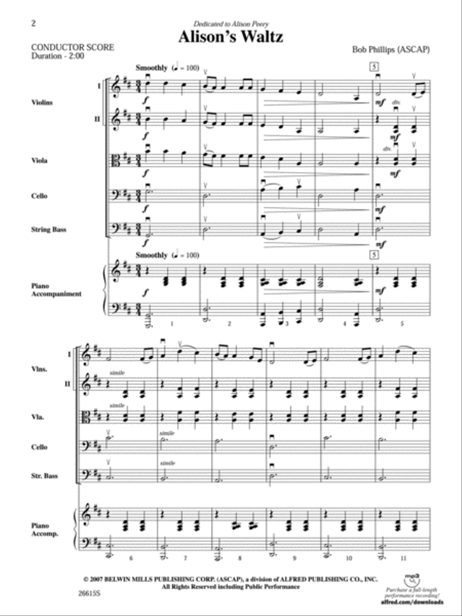 Alison's Waltz String Orchestra scores gallery preview page 2