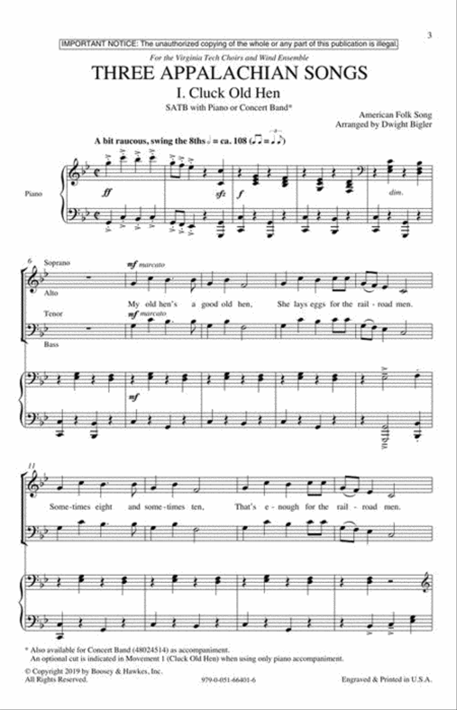 Three Appalachian Songs 4-Part scores gallery preview page 4