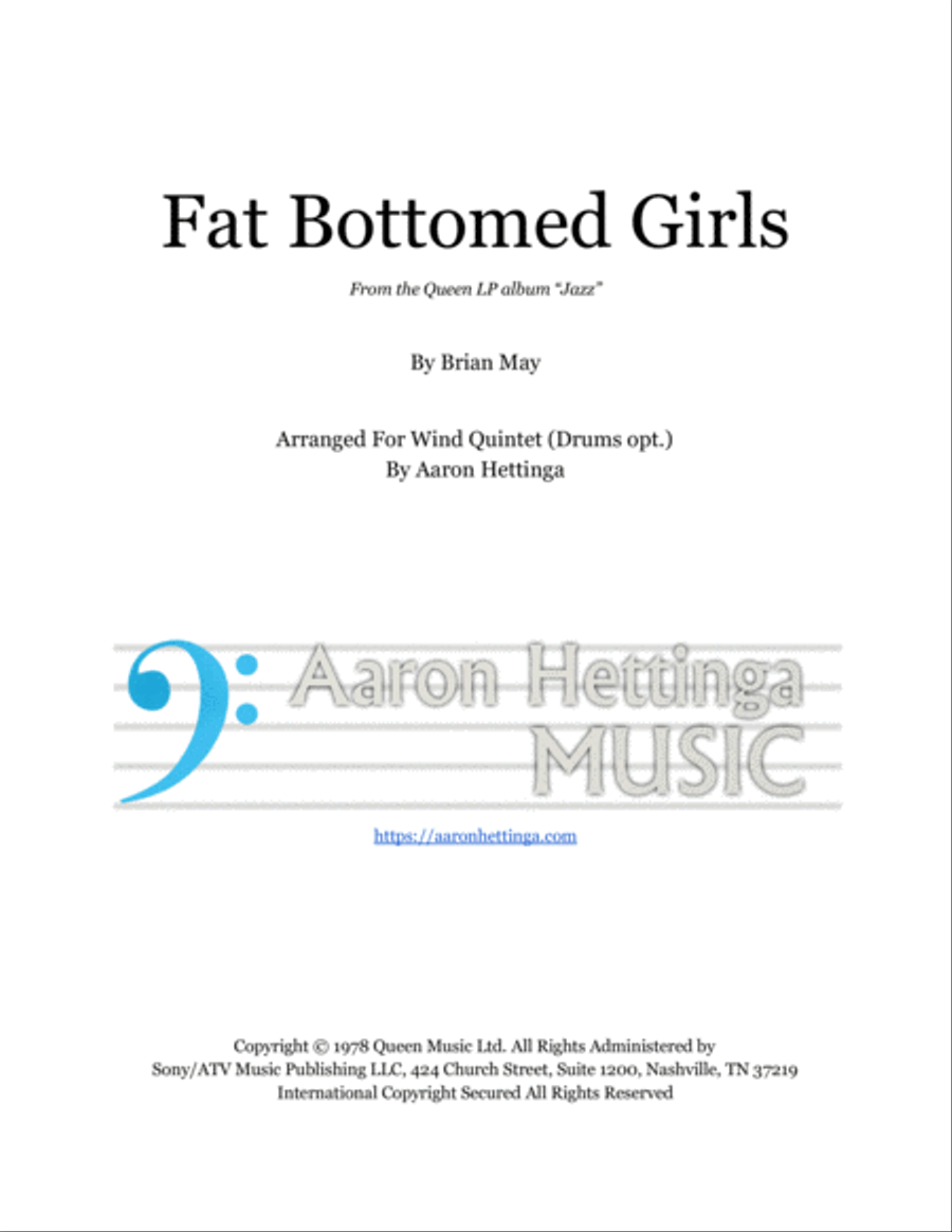 Fat Bottomed Girls Woodwind Quintet scores gallery preview page 1