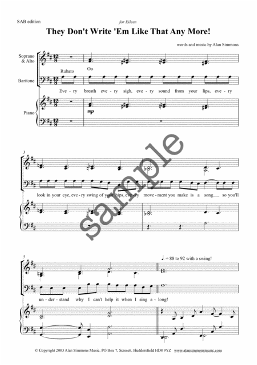 They Don't Write 'Em Like That Any More 3-Part scores gallery preview page 1