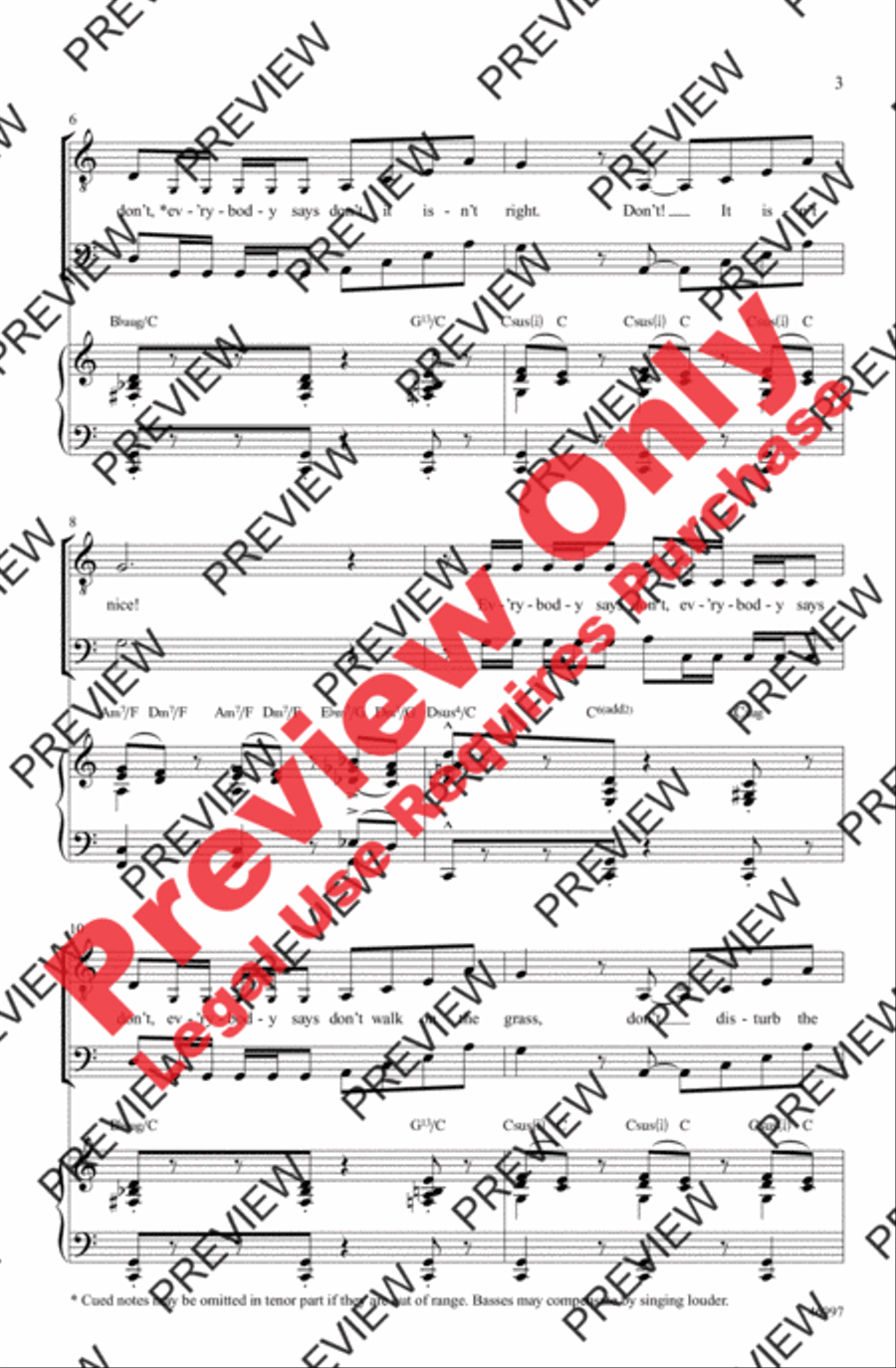Everybody Says Don't Men's Choir scores gallery preview page 3