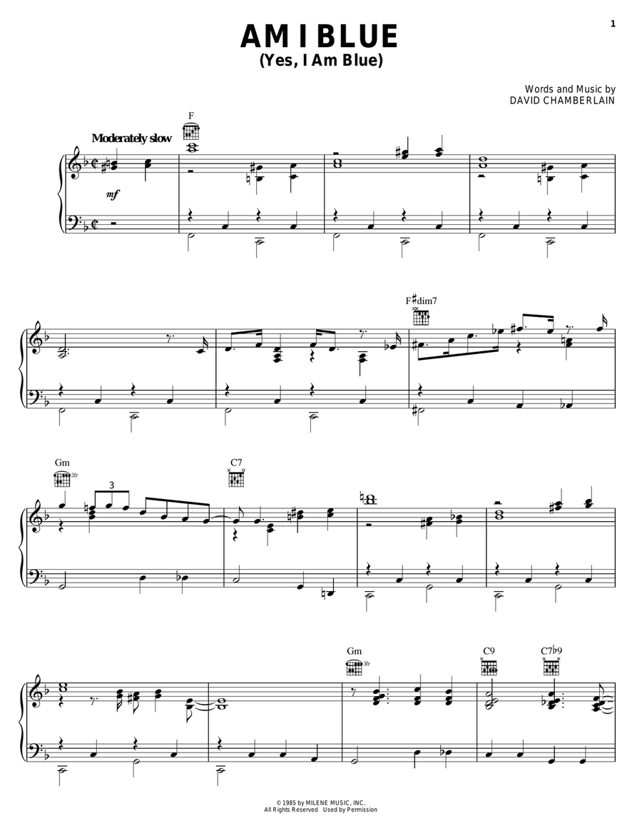 Am I Blue (Yes, I Am Blue) Piano, Vocal, Guitar scores gallery preview page 1