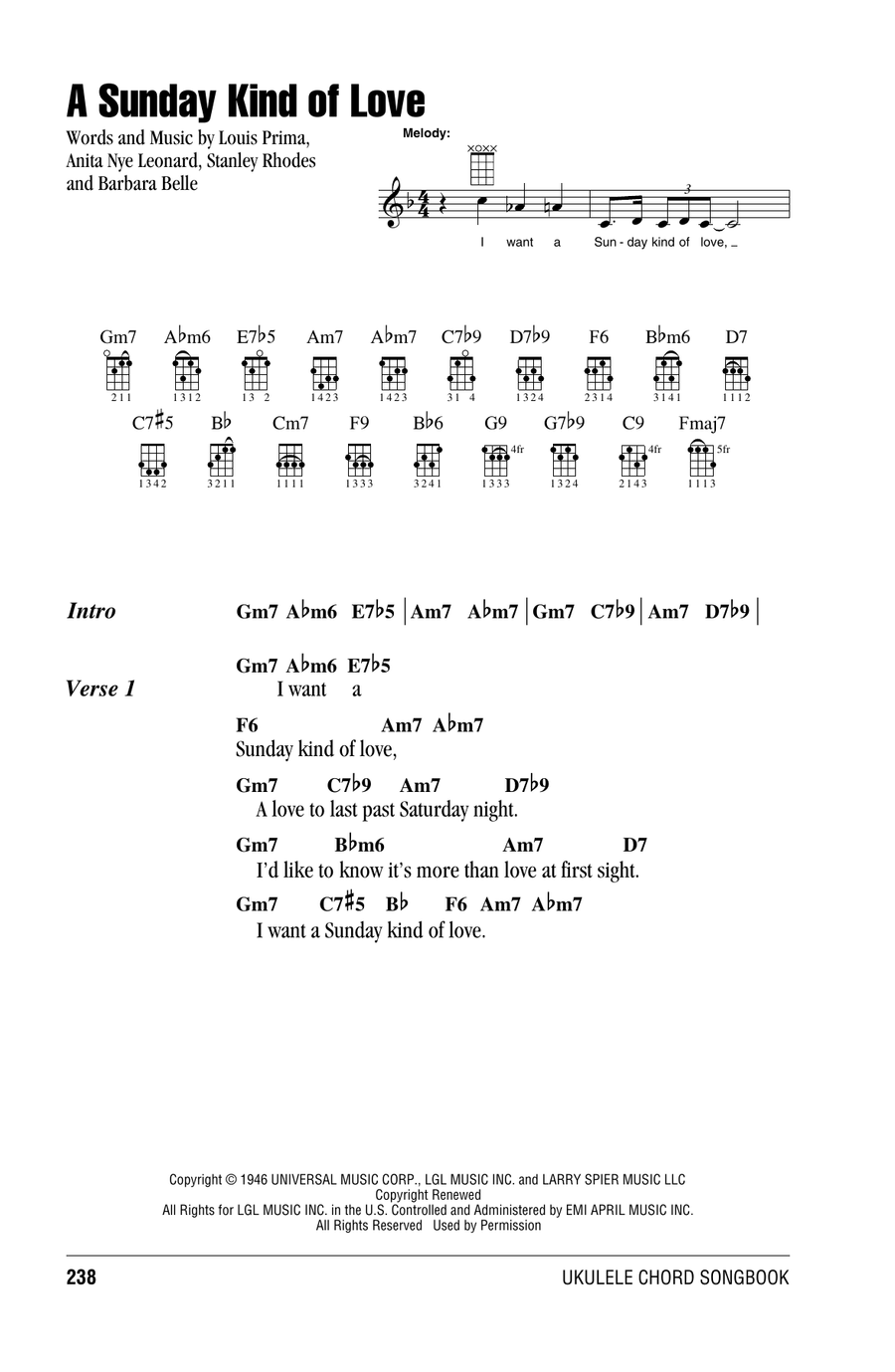 A Sunday Kind Of Love Ukulele scores gallery preview page 1