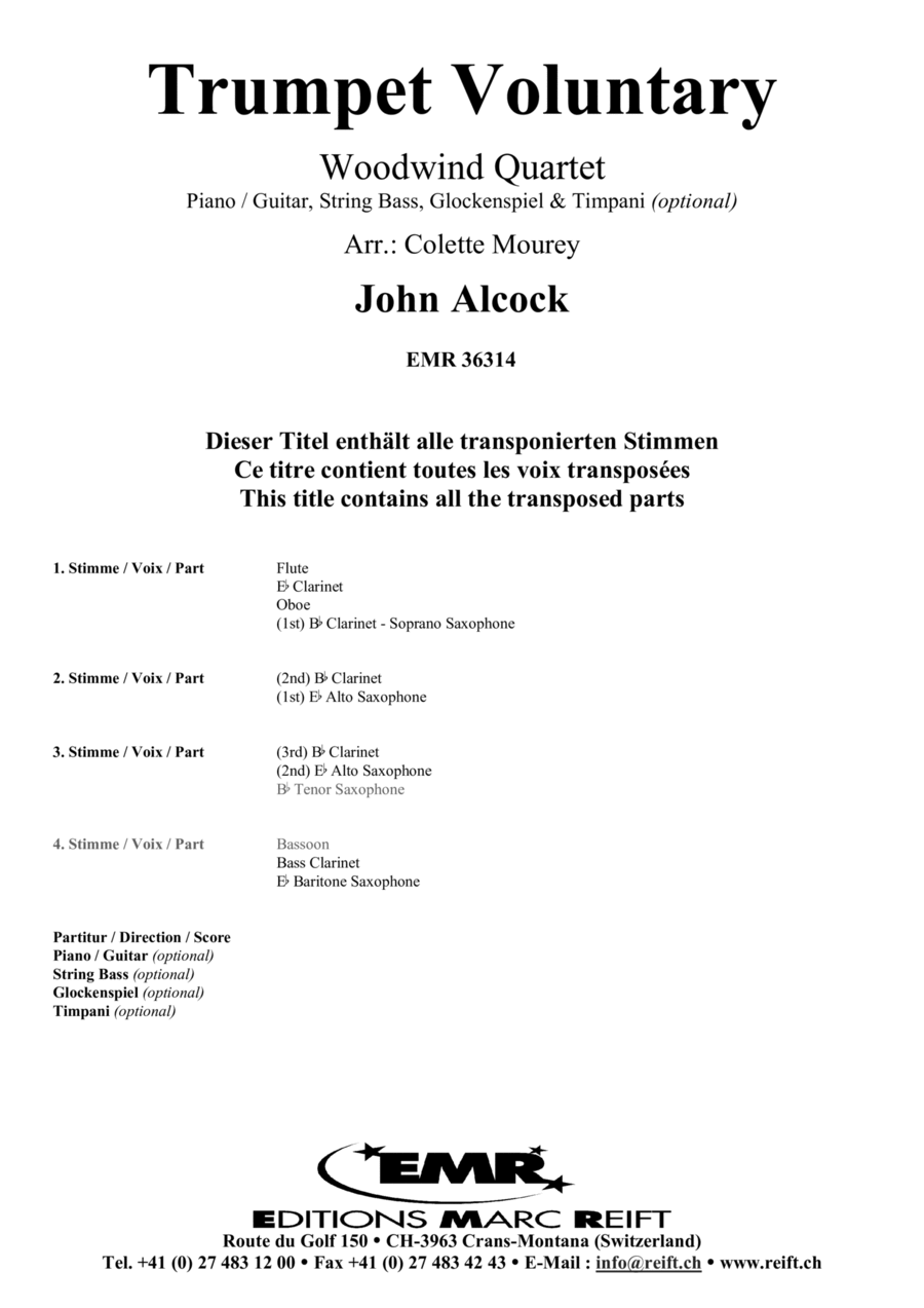 Trumpet Voluntary Trumpet Voluntary Woodwind Quartet scores gallery preview page 1