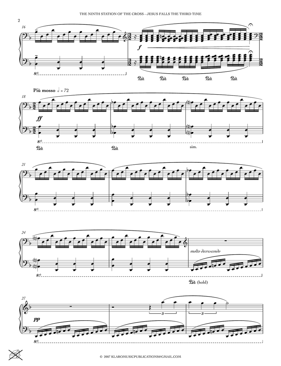 THE NINTH STATION OF THE CROSS - JESUS FALLS THE THIRD TIME Piano Solo scores gallery preview page 2