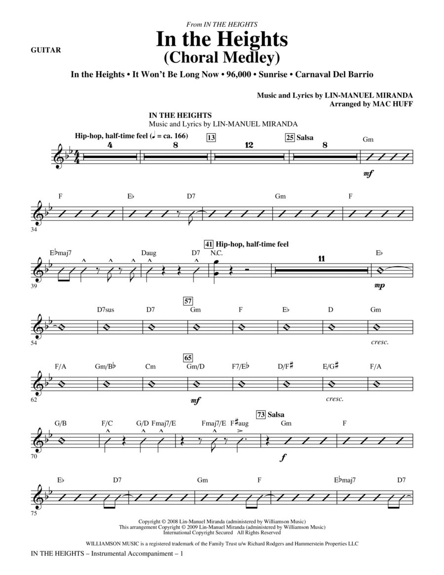 In The Heights (Choral Medley) (arr. Mac Huff) - Guitar Choir scores gallery preview page 1