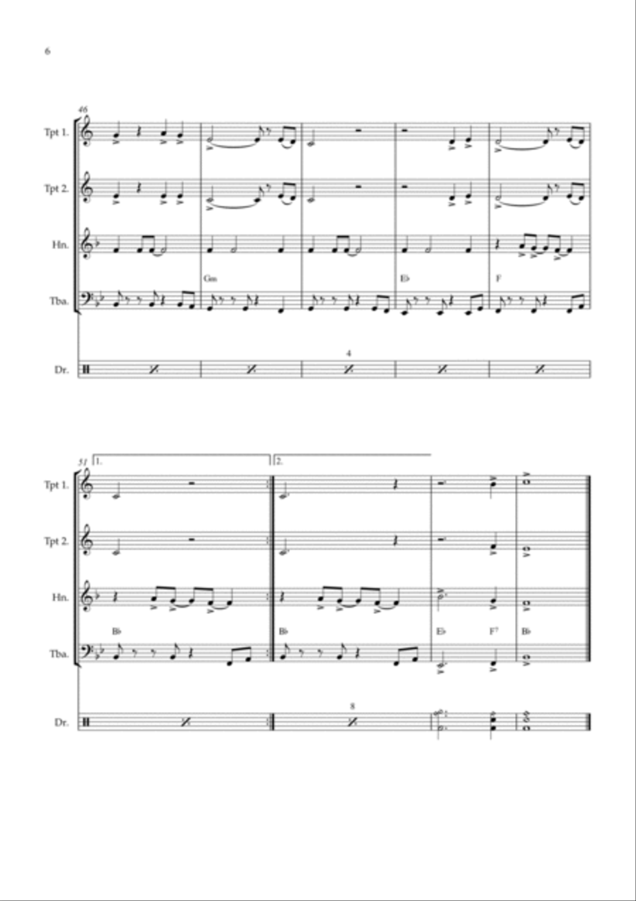 Stand By Me Brass Quartet scores gallery preview page 6