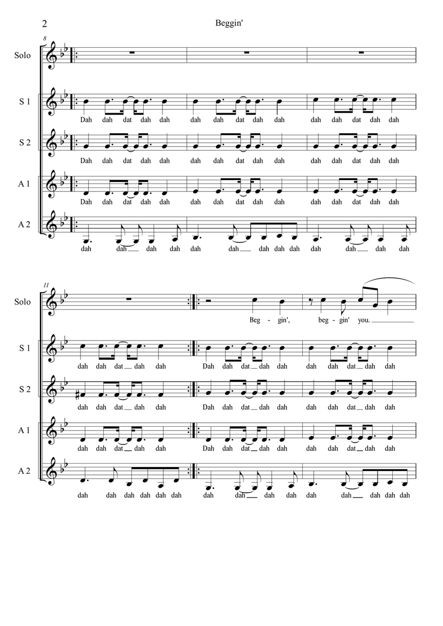 Beggin' A Cappella scores gallery preview page 2