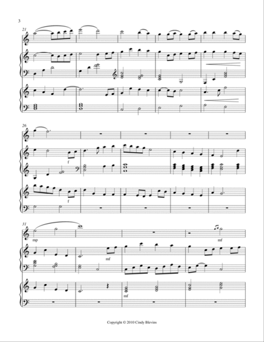 While Shepherds Watched Their Flocks, for Two Harps Plus Flute Flute scores gallery preview page 4