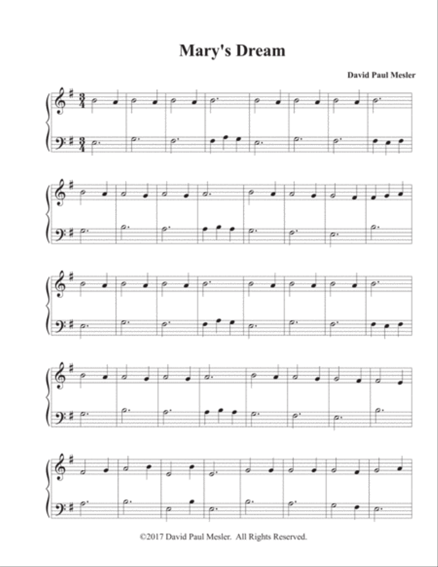 Mary's Dream -- Version 1 Piano Method scores gallery preview page 2