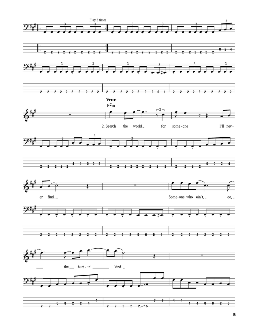 Rock Me Bass Guitar Tablature scores gallery preview page 5
