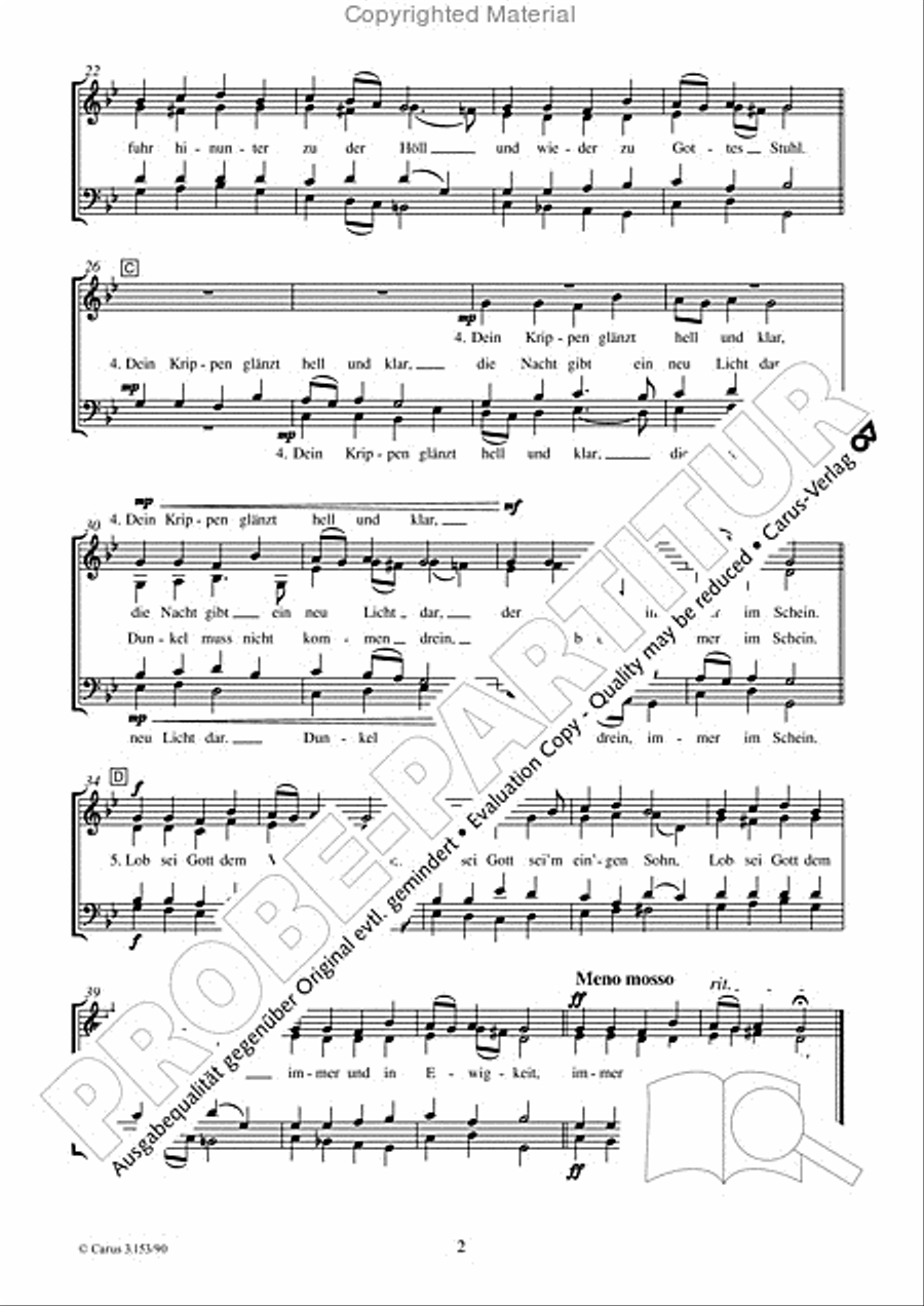 Now come, the nation's Saviour (Nun komm, der Heiden Heiland) 4-Part scores gallery preview page 3