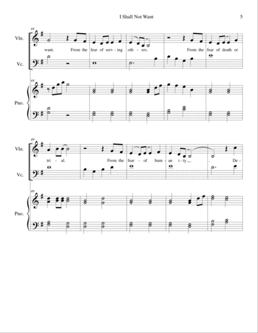 I Shall Not Want Piano Trio scores gallery preview page 5