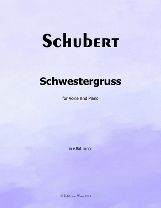 Book cover for Schwestergruss, by Schubert, in e flat minor