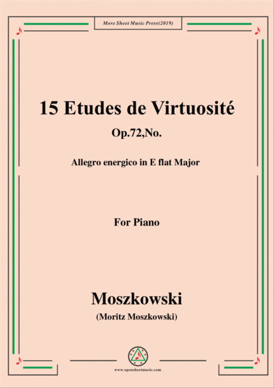 Moszkowski-15 Etudes de Virtuosité,Op.72,No.7,Allegro energico in E flat Major Piano Method scores gallery preview page 1
