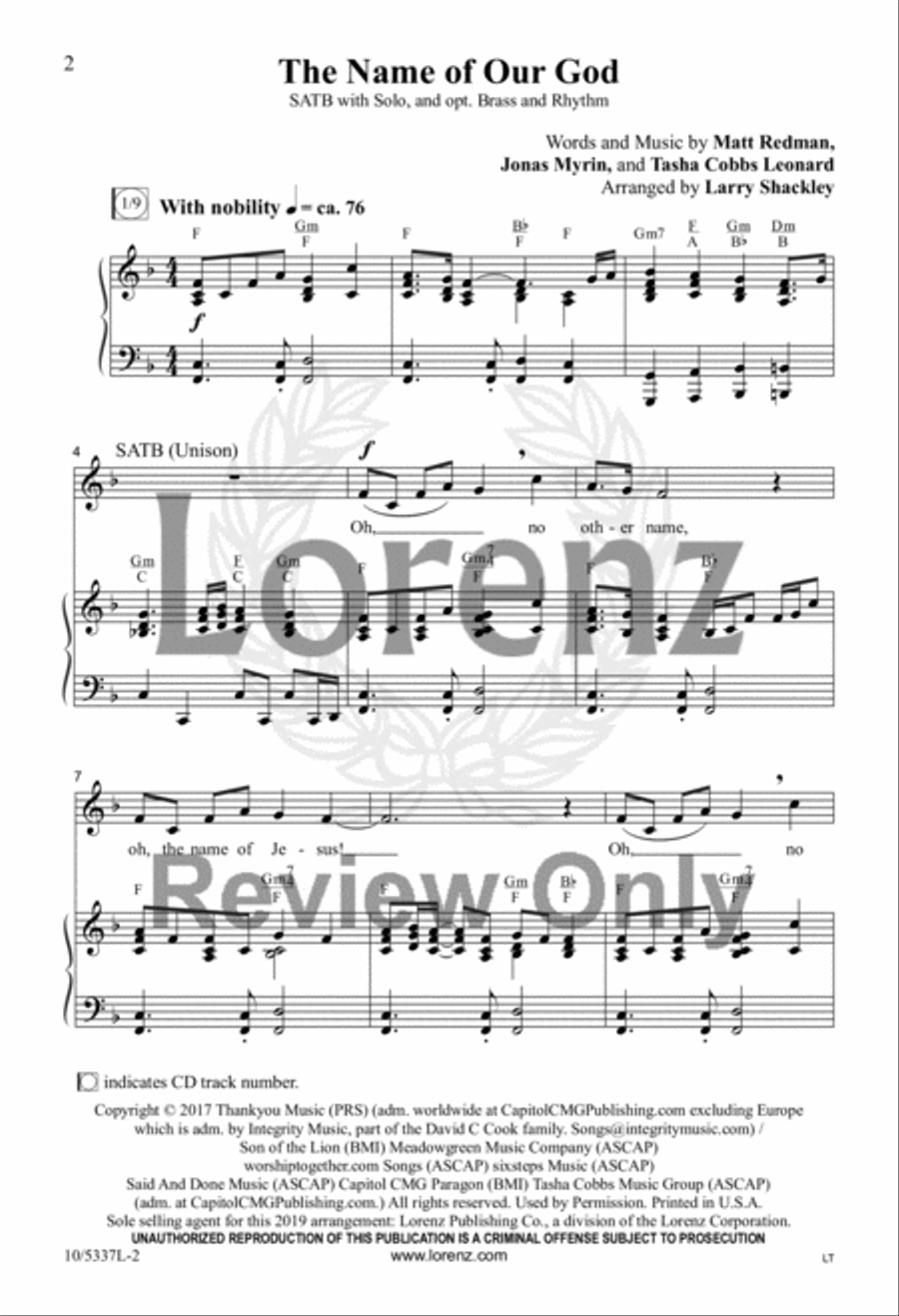 The Name of Our God 4-Part scores gallery preview page 2