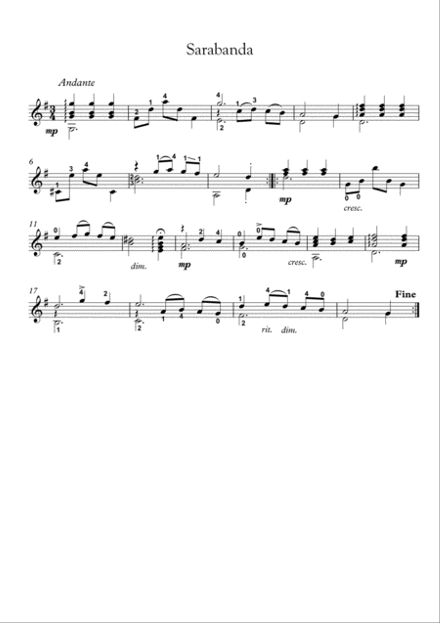 Baroque Guitar Suite 1 nt Acoustic Guitar scores gallery preview page 3