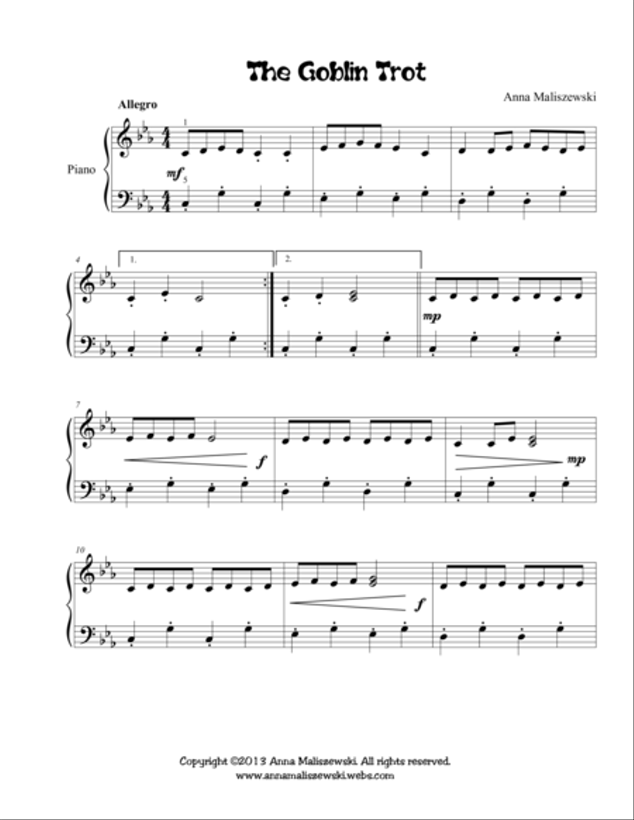 The Goblin Trot Easy Piano scores gallery preview page 1