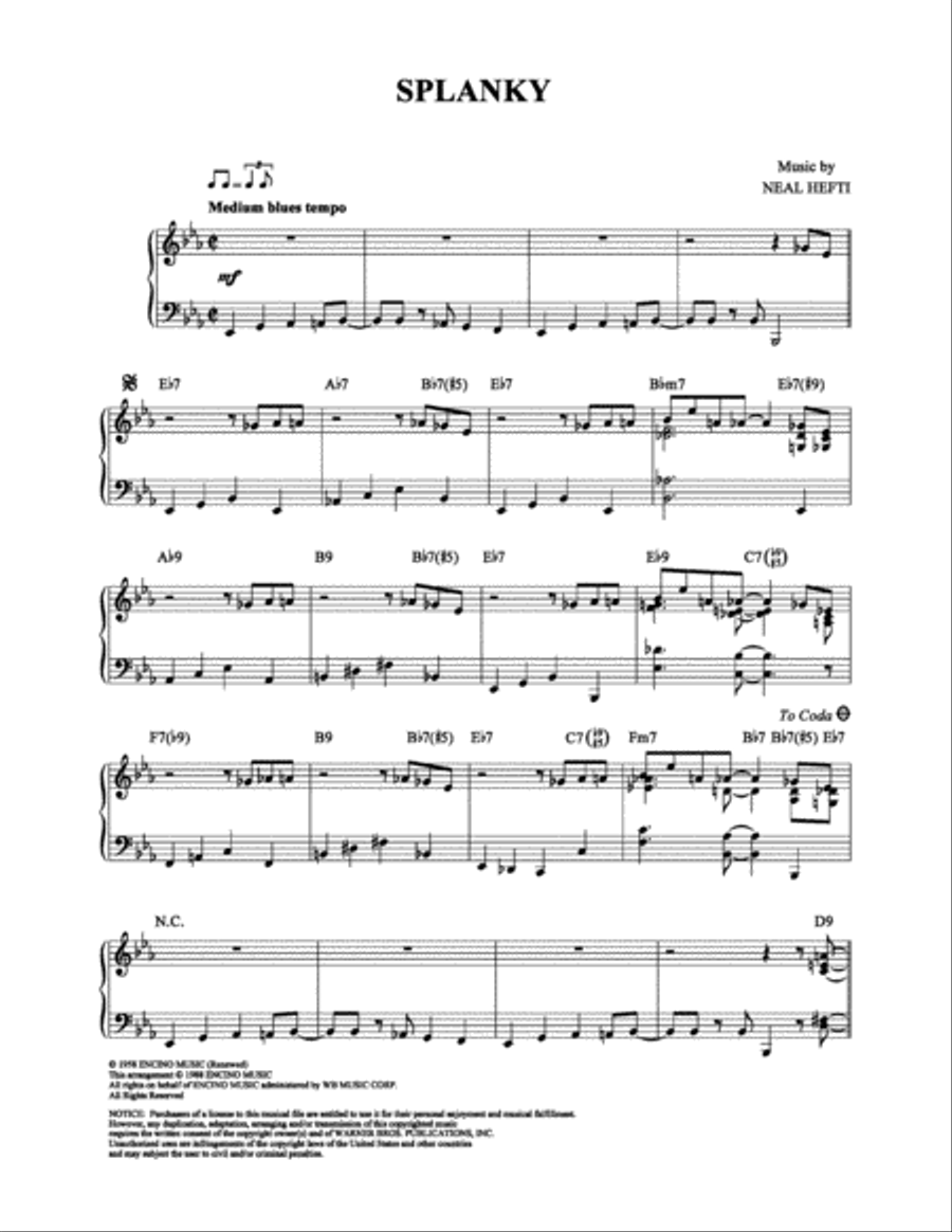 Splanky Piano Solo scores gallery preview page 1