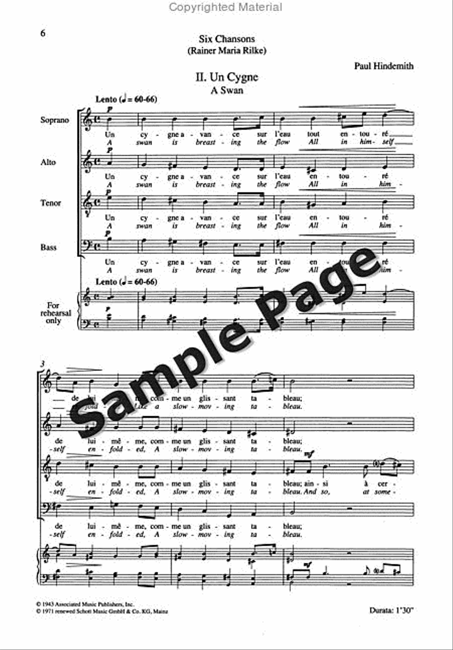 6 Chansons (Complete) 4-Part scores gallery preview page 6