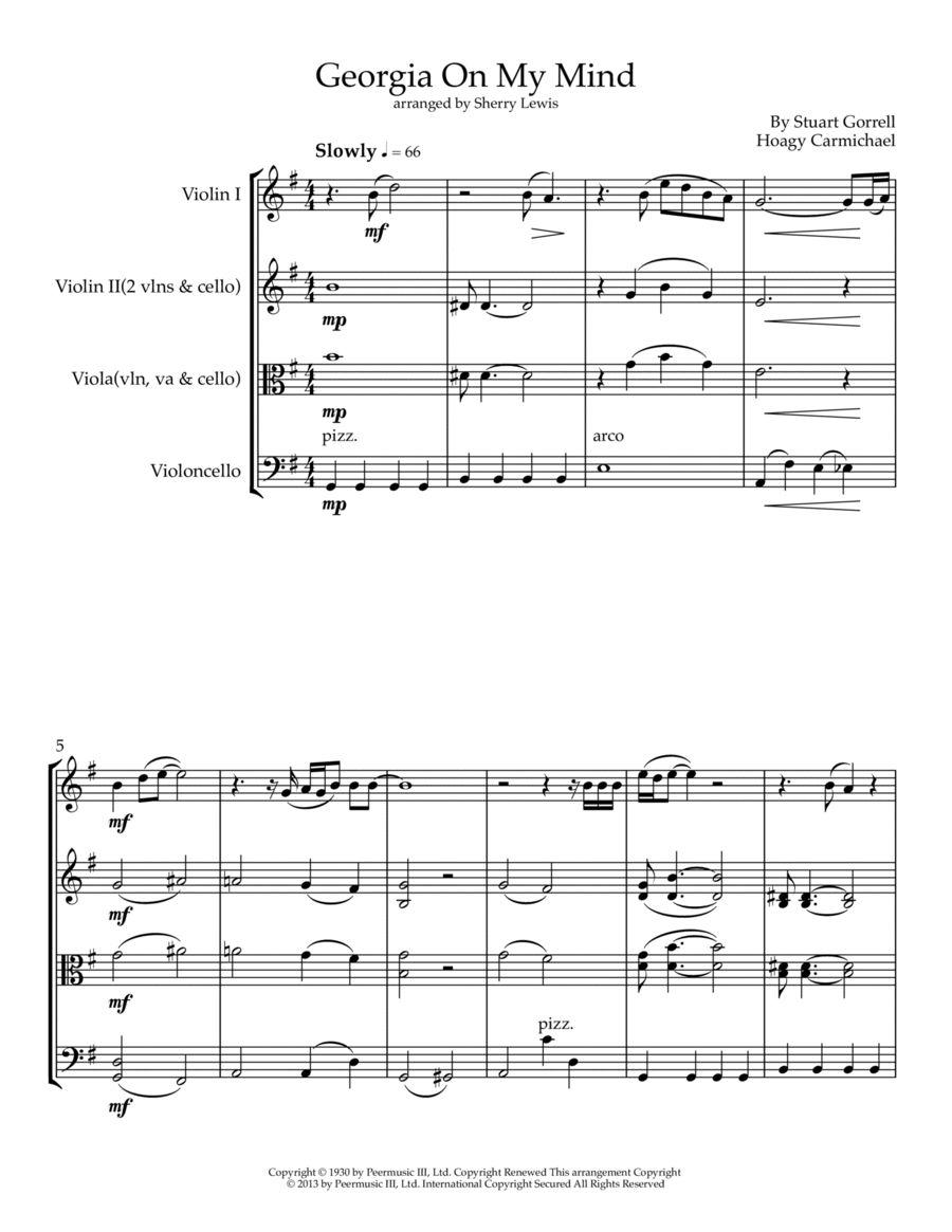 Georgia On My Mind String Trio scores gallery preview page 1
