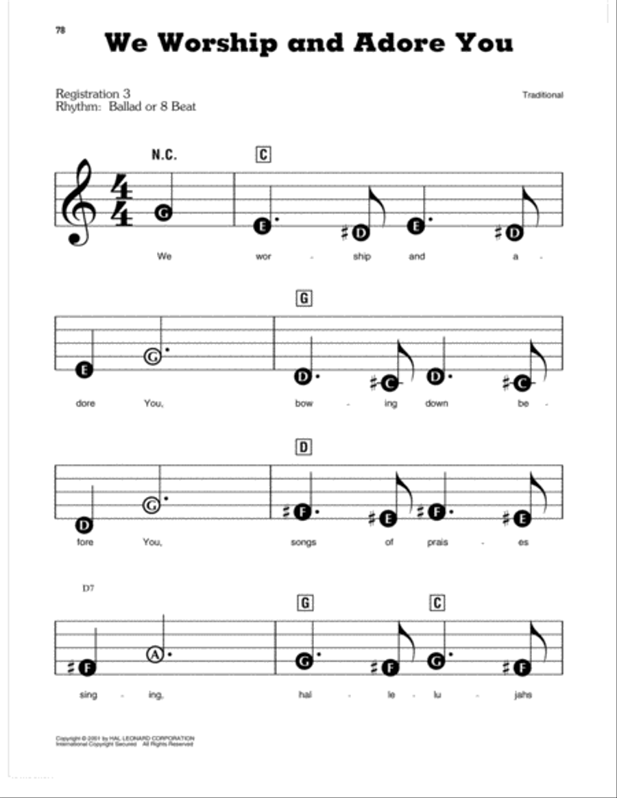 We Worship And Adore You Electronic Keyboard scores gallery preview page 1