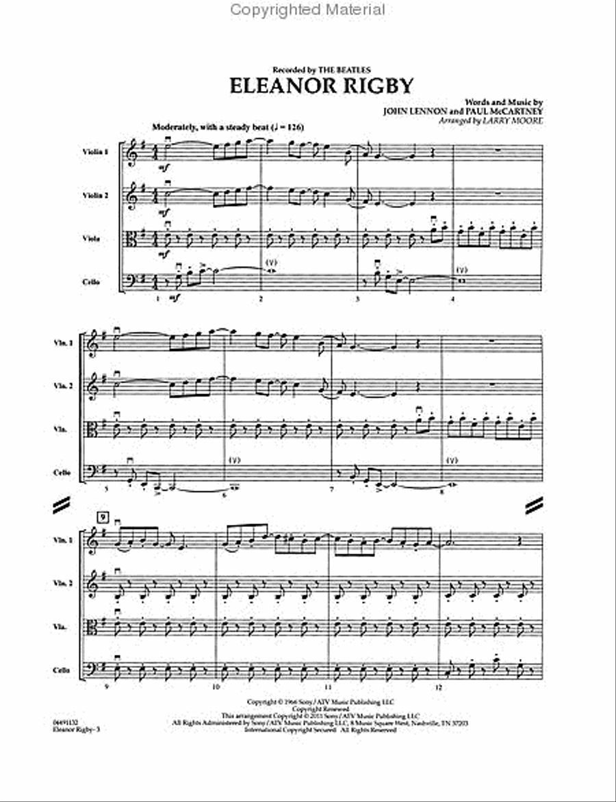 Eleanor Rigby Eleanor Rigby String Quartet scores gallery preview page 2