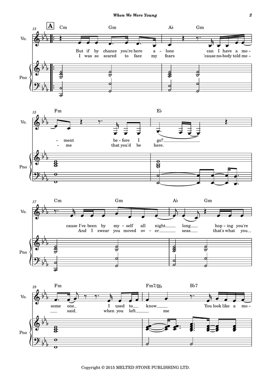 When We Were Young Piano, Vocal scores gallery preview page 3