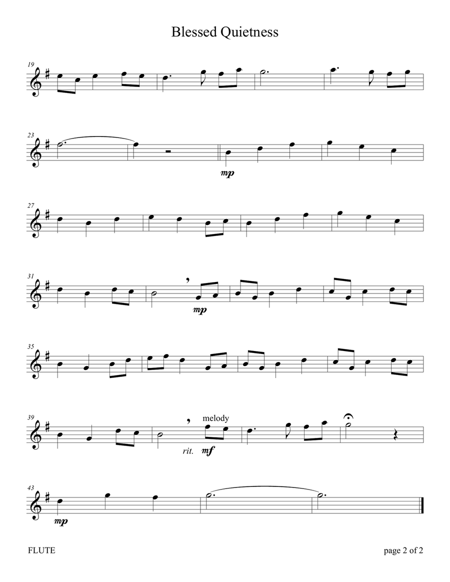 Blessed Quietness (for Flute and/or Violin Duet with Piano accompaniment) Flute scores gallery preview page 2